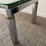 Vintage coffee table in brass and chrome metal from the 70s