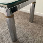 Vintage coffee table in brass and chrome metal from the 70s