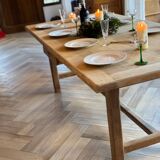 Solid wood farmhouse table with 2 extensions