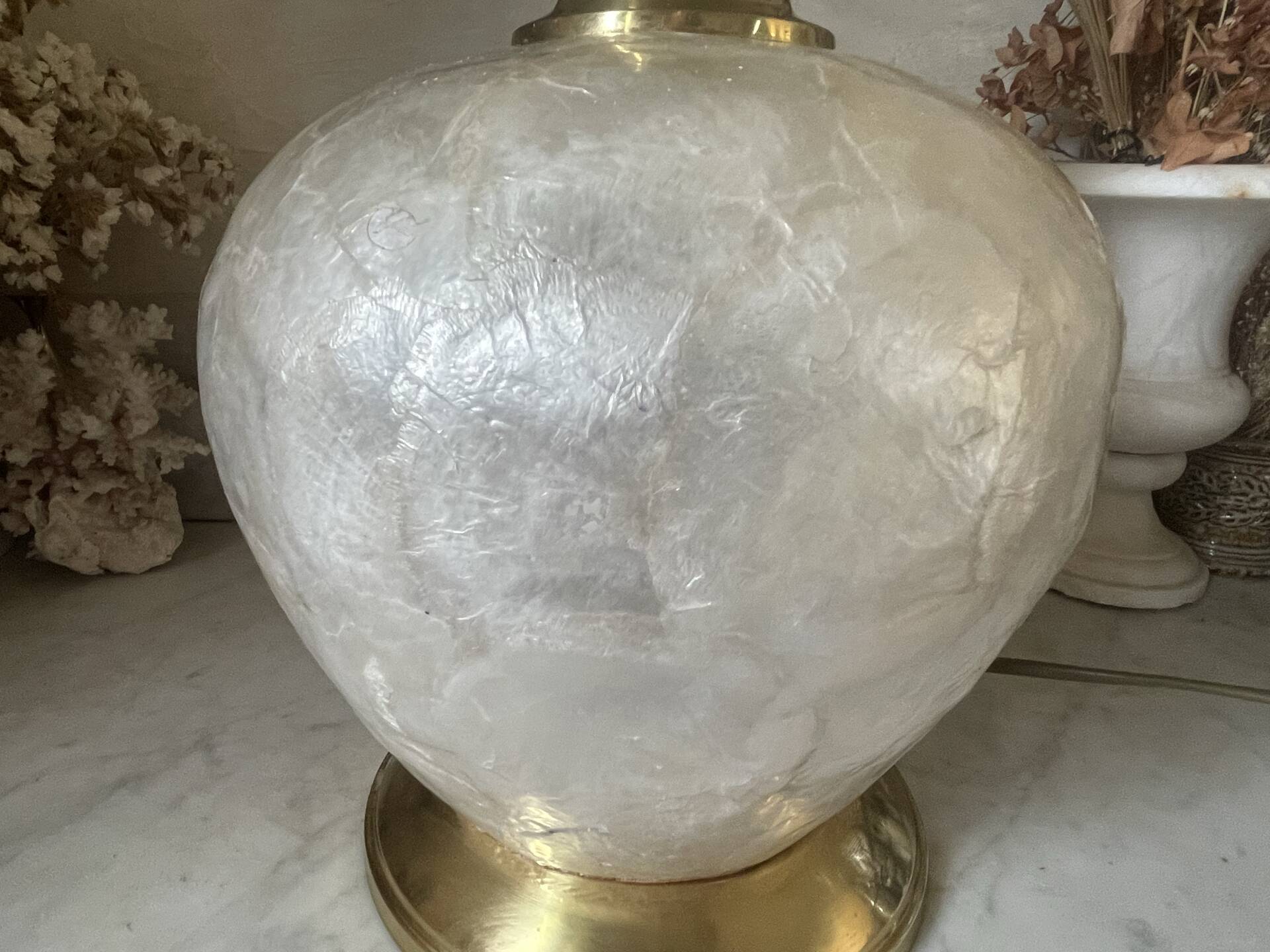 Capiz shell lamp and vintage brass