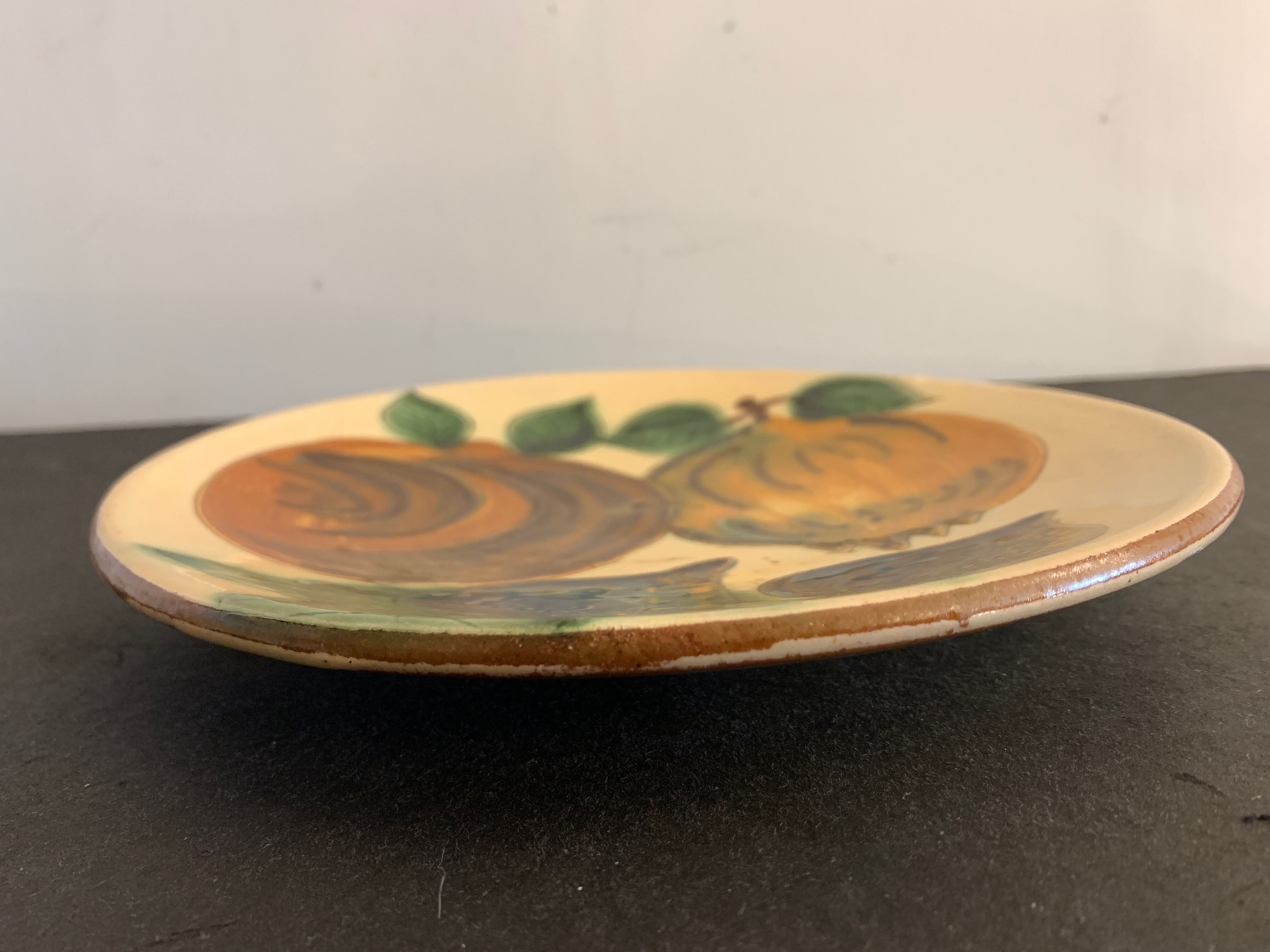 Glazed ceramic plate Puigdemont fruits, 1960