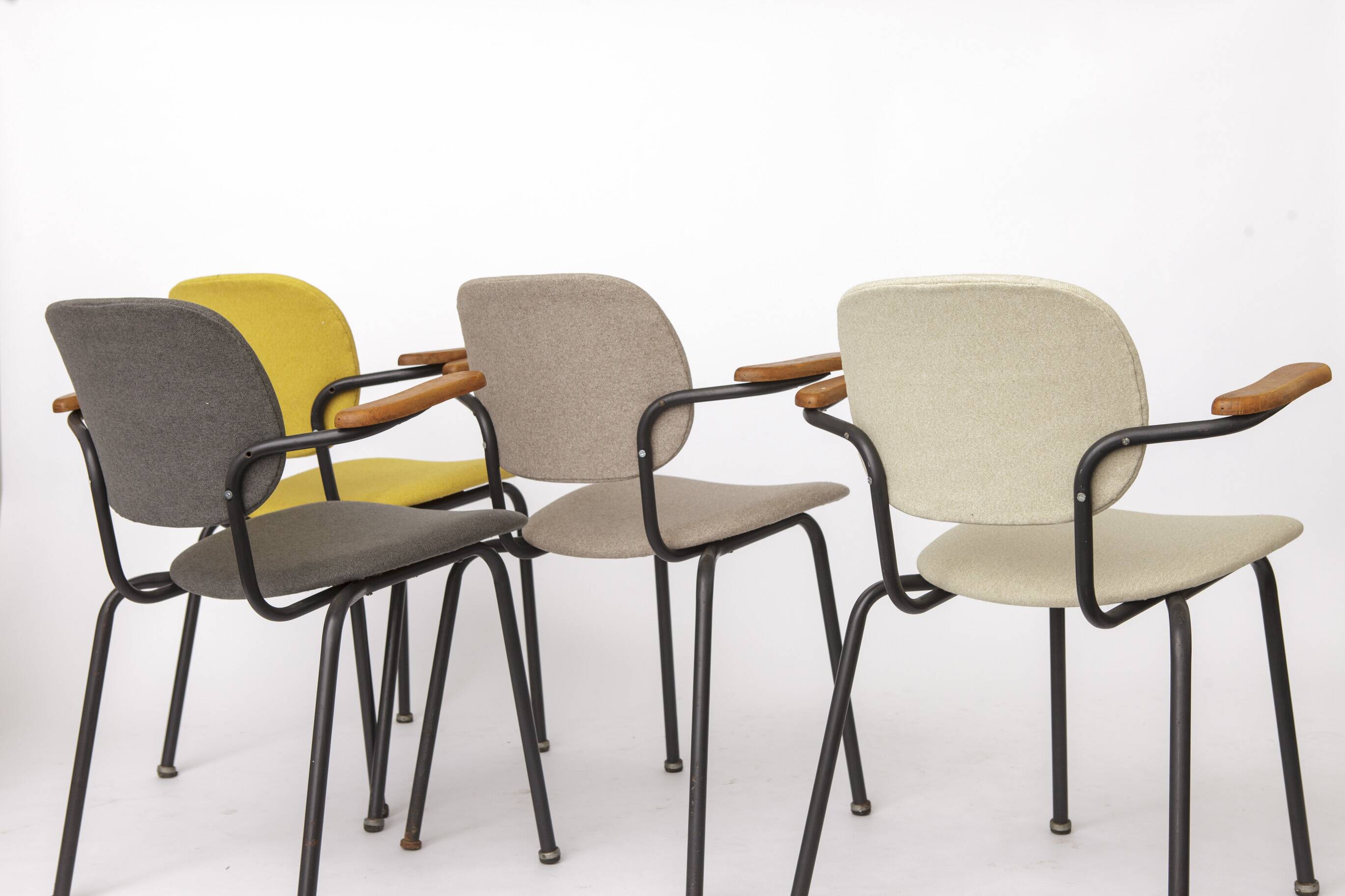 Set of 4 Vintage Armchairs 1950s Germany, Mid Century Modern Dining Chairs