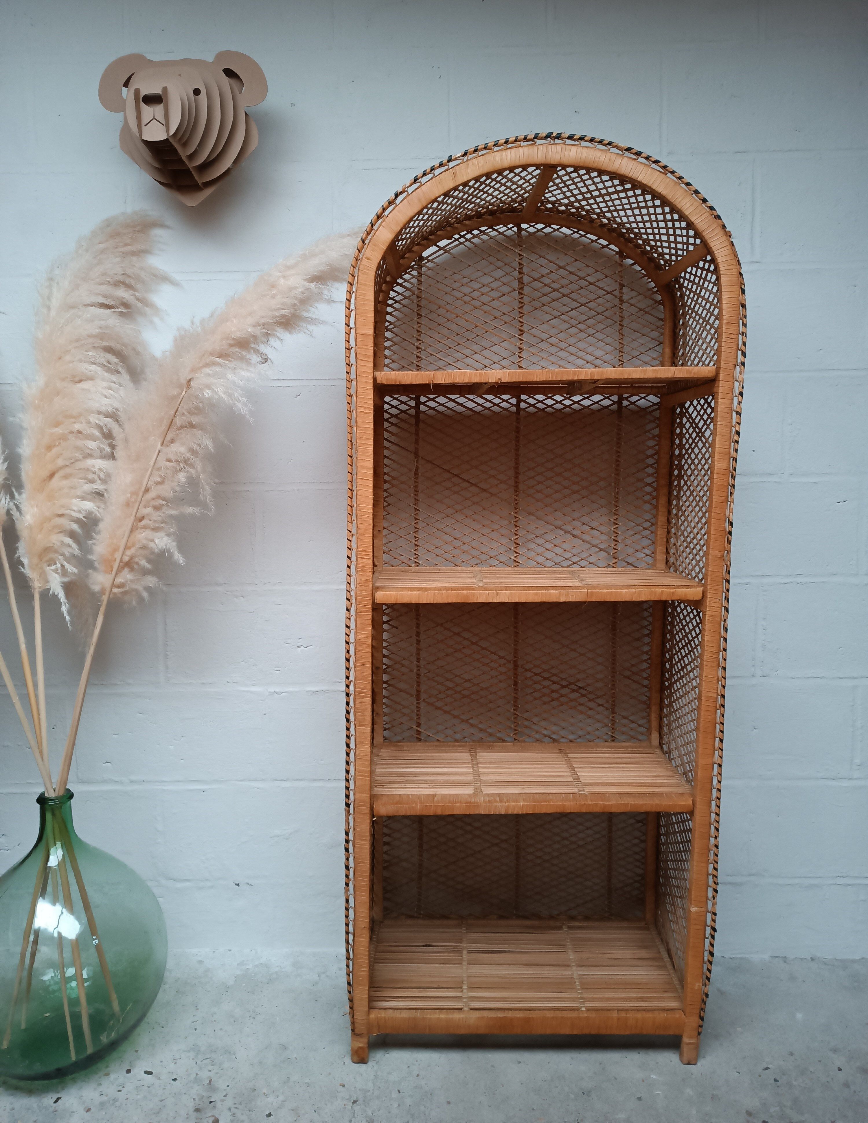 Vintage rattan bookcase