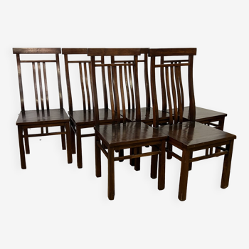 Série de 6 chaises en bois