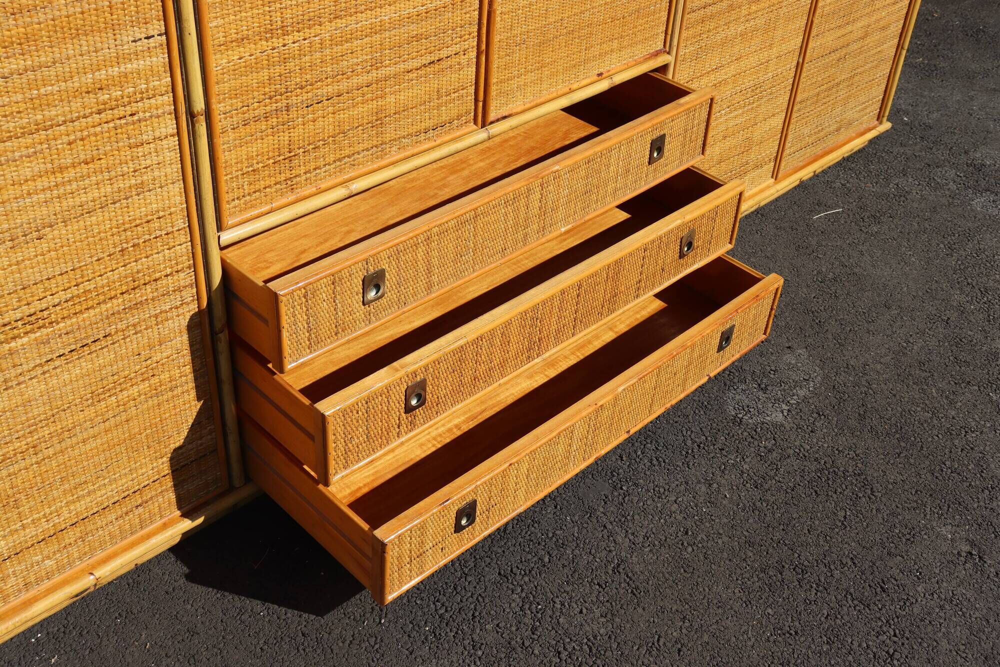 Large rattan and bamboo wardrobe by Dal Vera Italy