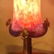 bronze lamp with glass paste shade signed Eross de France Nancy 40x16