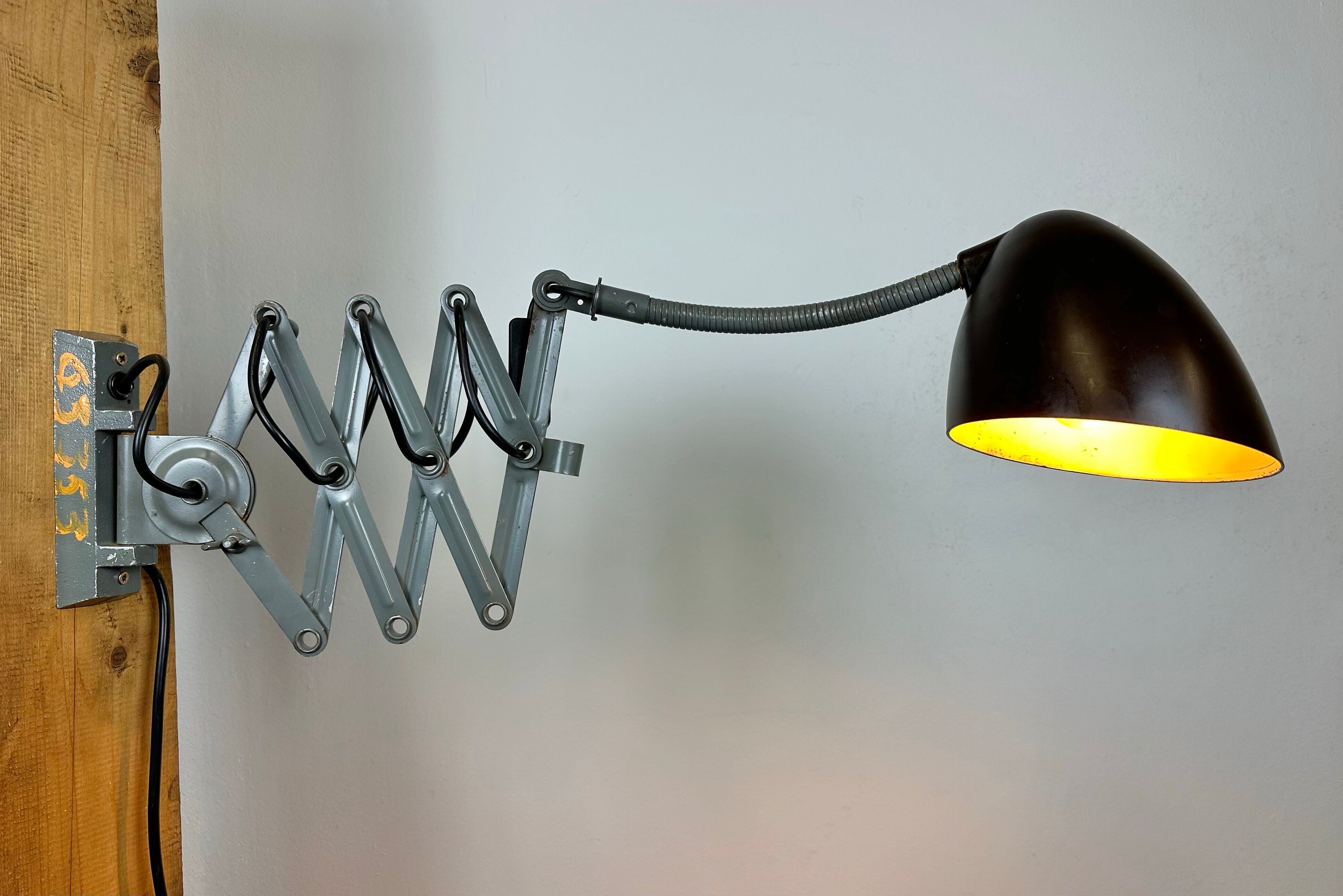 Grey Industrial Scissor Wall Lamp from Elektroinstala, 1960s