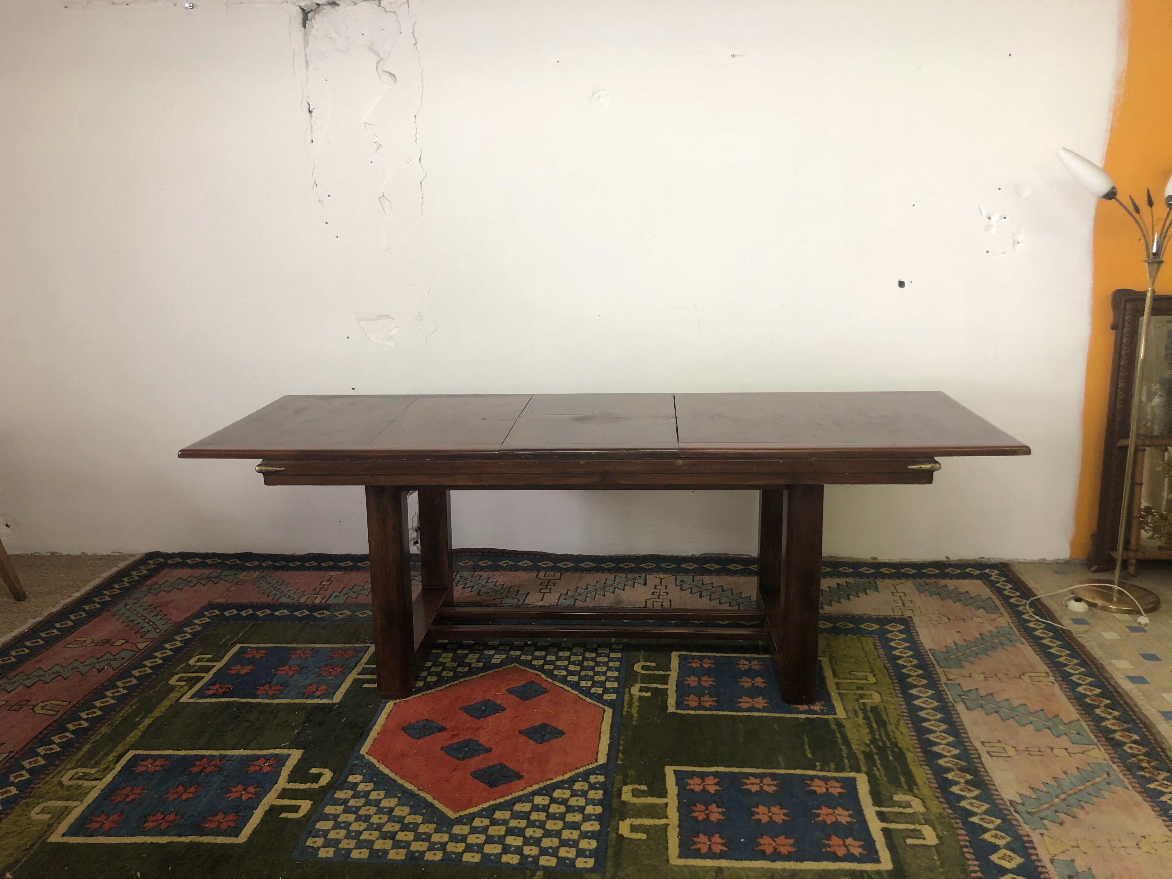 Mahogany table with brass angles