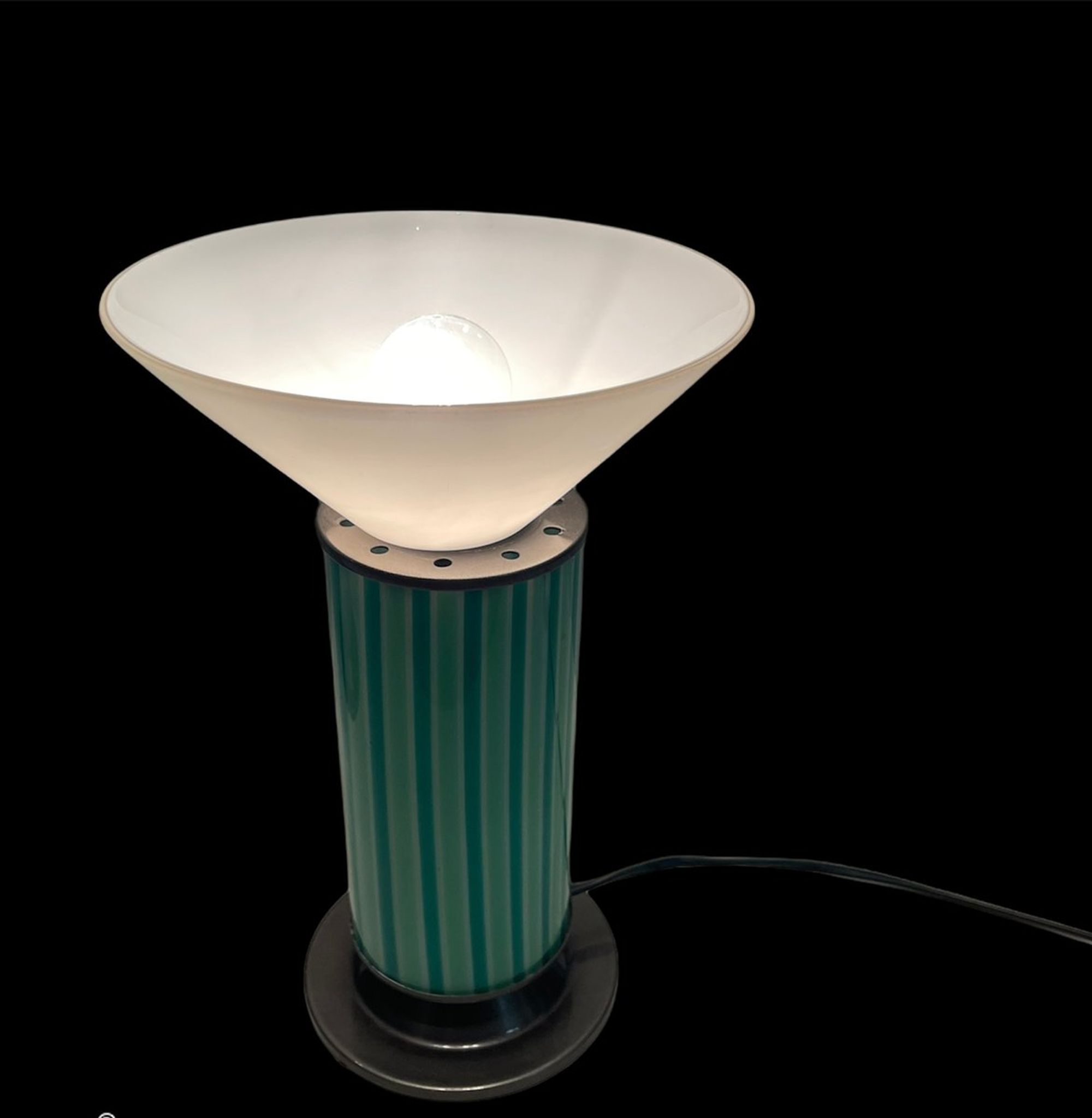 Mid-Century Mint Green Murano Glass Table Lamps, Set of 2