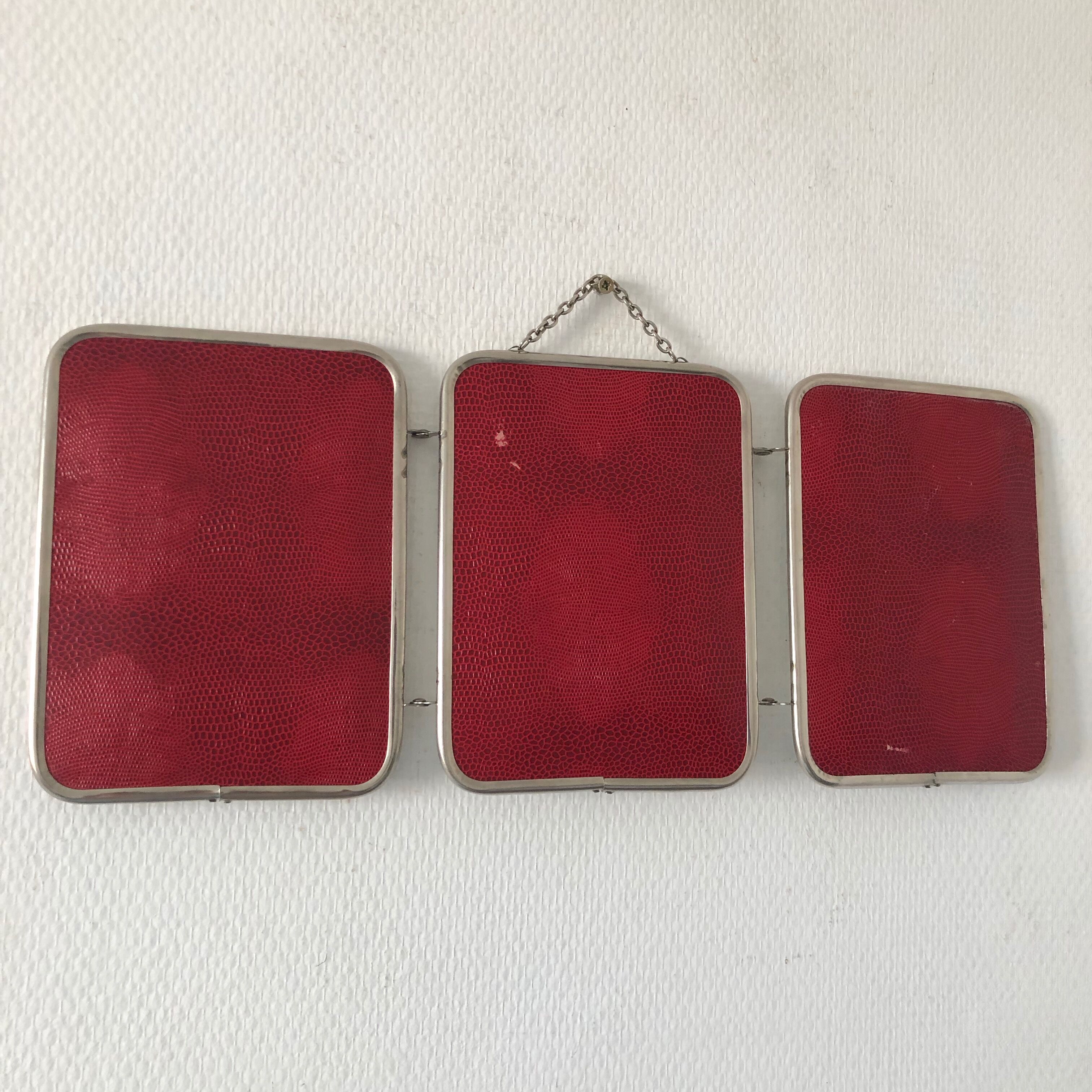 Mirror triptych gooseberries barber 20x49cm vintage 1950