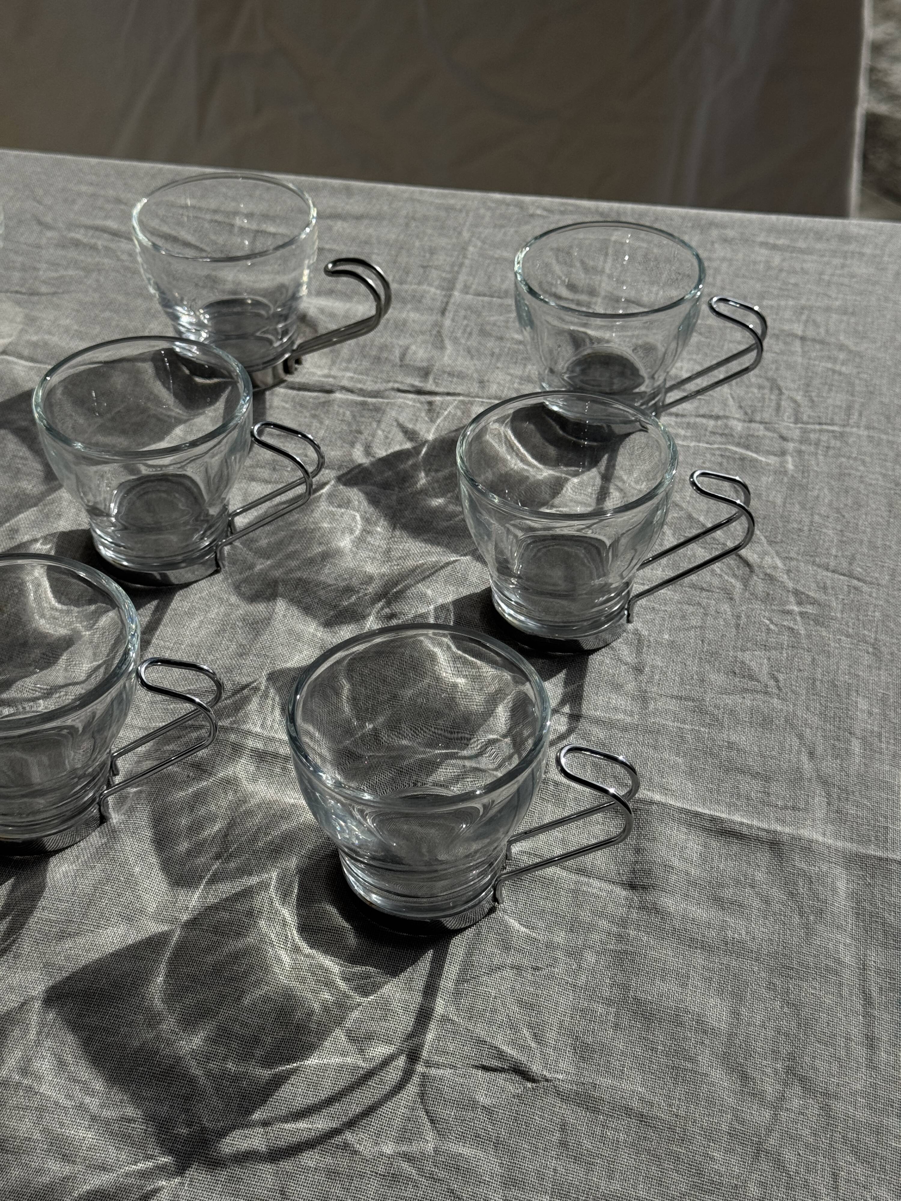 Set of 9 vintage Italian cups with metal handles.