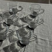 Lot de 9 tasses italiennes vintage à anse en métal