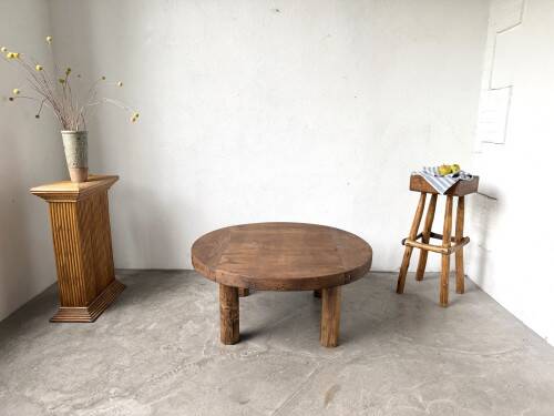 Round brutalist coffee table from the 1950s.