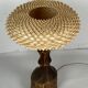 Large brutalist table lamp with rattan shade, Dutch ca 1960s ( 76 cm )