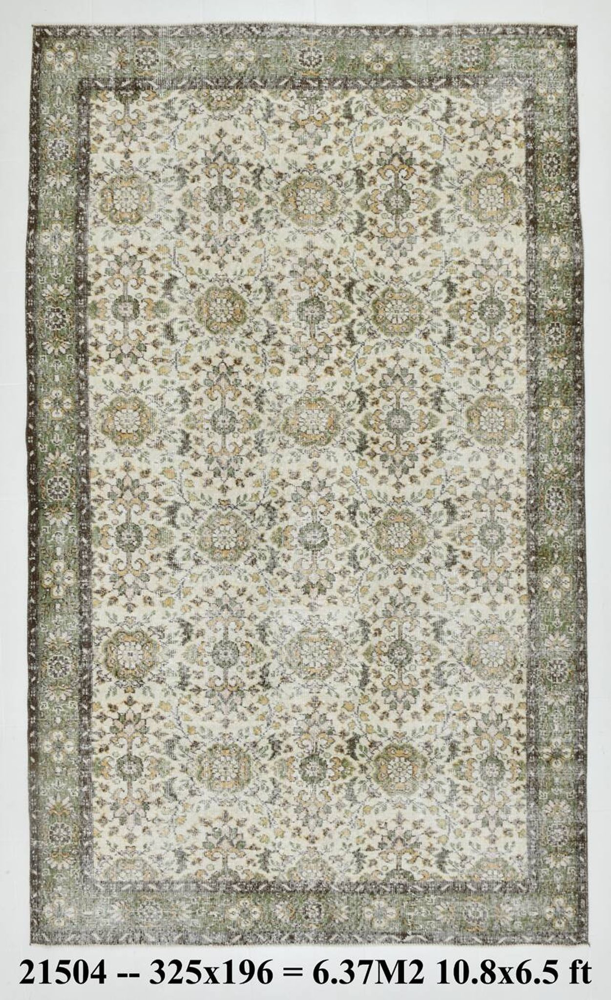 6x10 Brown & Beige Floral Pattern Vintage Rug, 196x325Cm