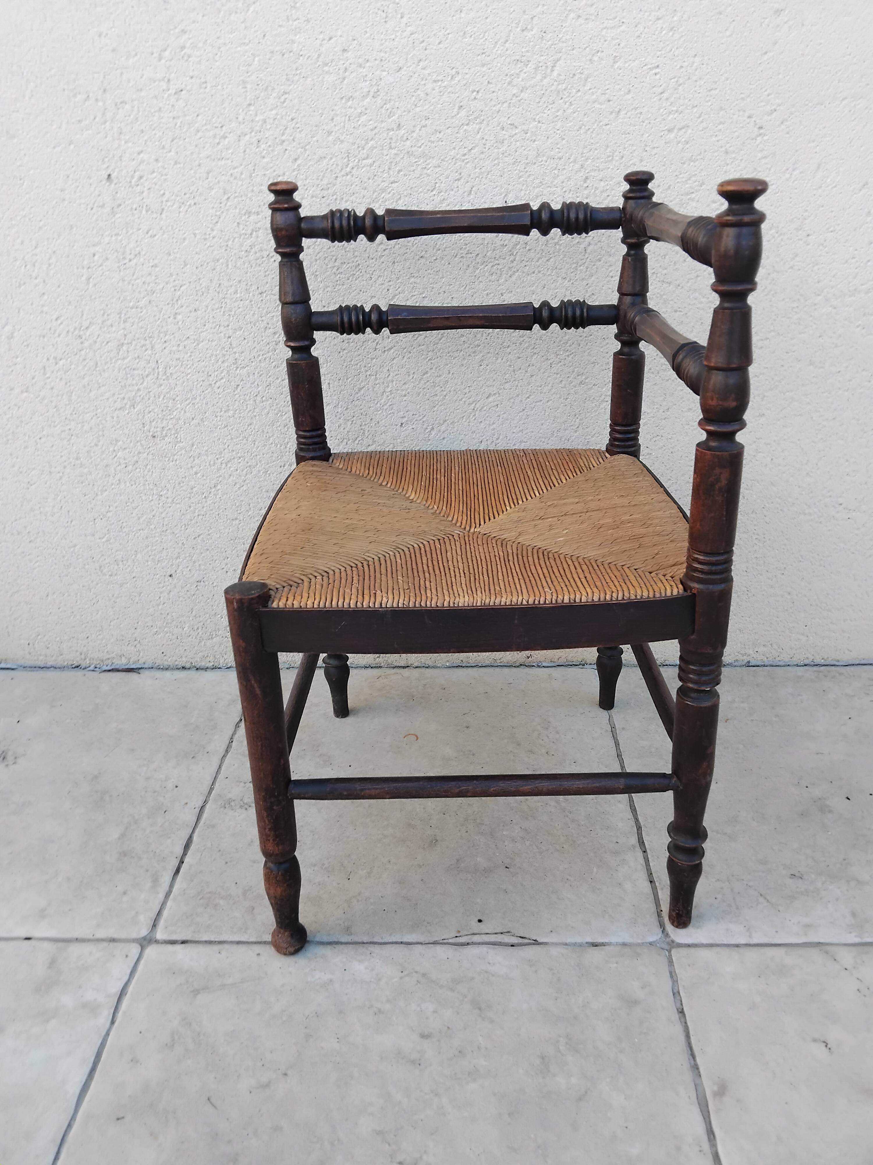 Chaise d angle vintage paille ancienne