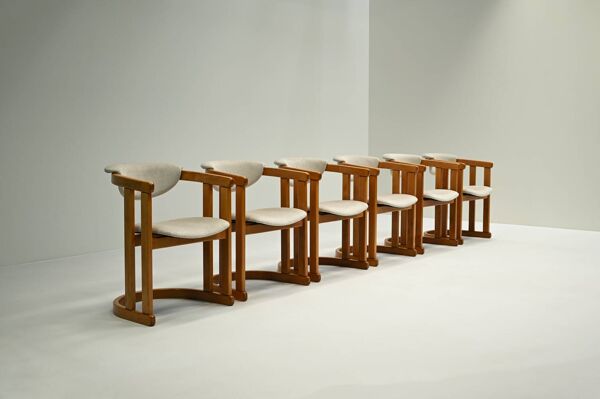Ensemble de 6 chaises de salle à manger en bois de hêtre courbées, années 1960, Allemagne.