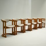 Set of 6 curverd beech wood dining chairs, 1960s Germany.