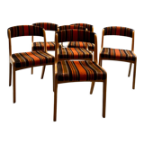 Suite of 6 self velvet striped chairs.