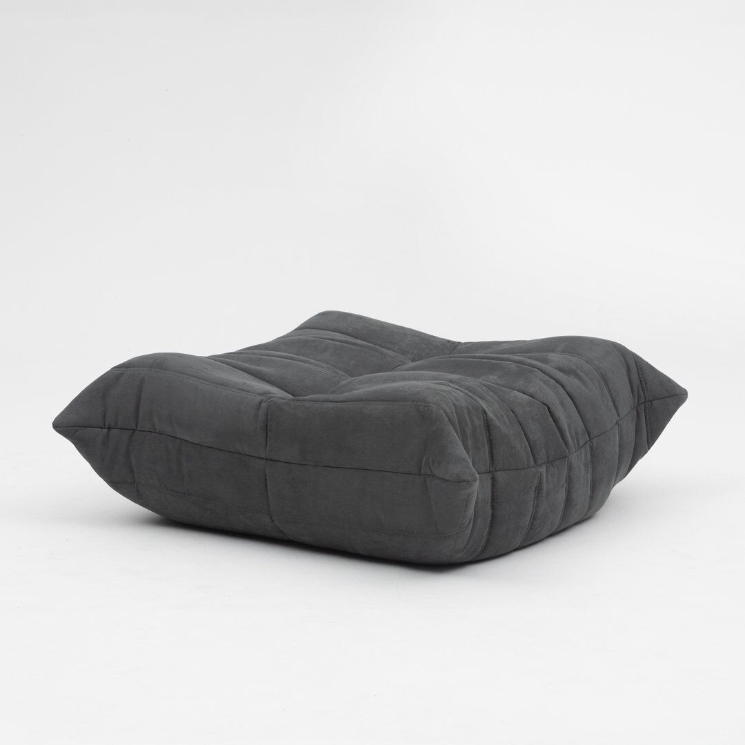 Togo lounge chair and pouf in black fabric by Michel Ducaroy for Ligne Roset, 1973, set of 2