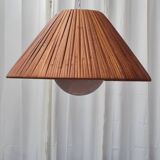 Scandinavian pendant light in rattan and opaline glass