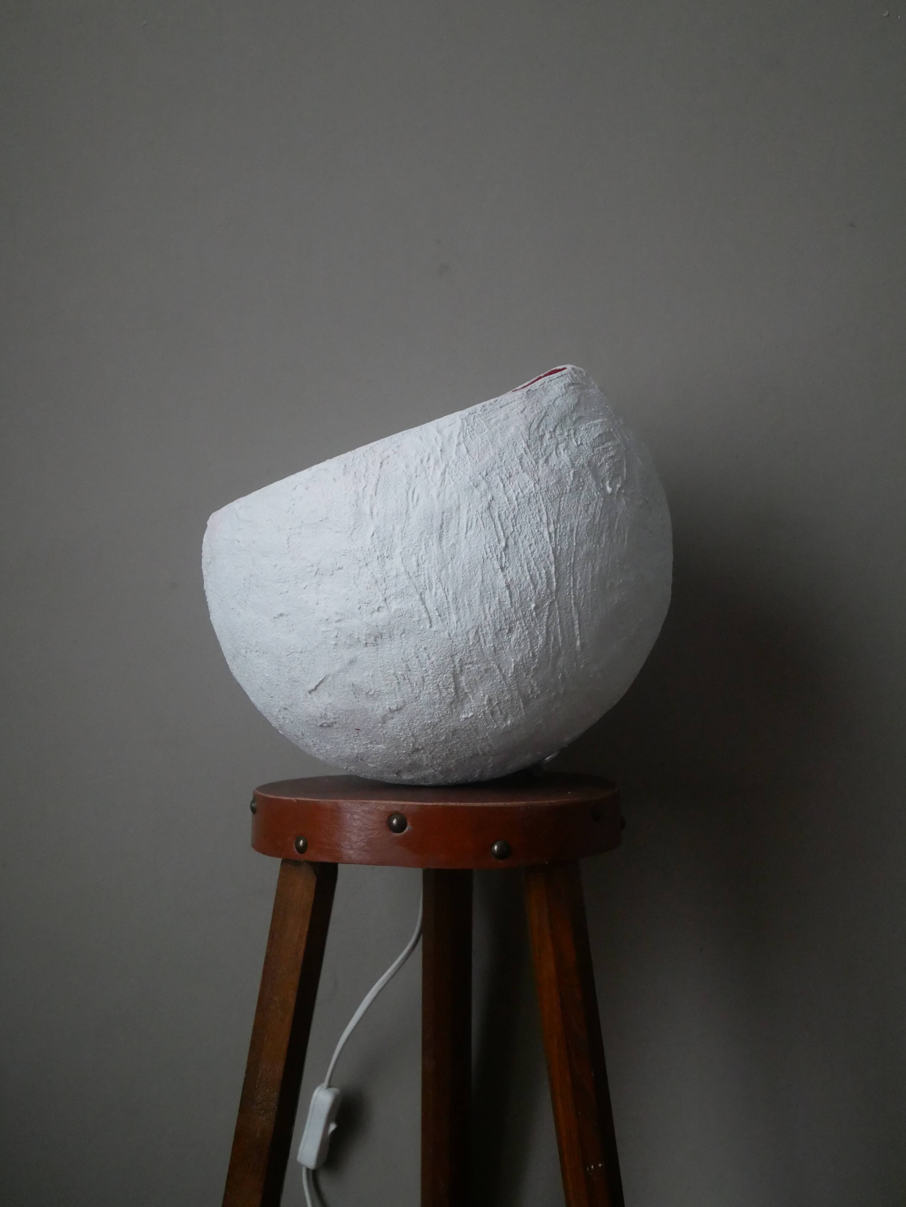 Handmade sphere lamp space age papier-mâché table lamp vintage design 70s contemporary