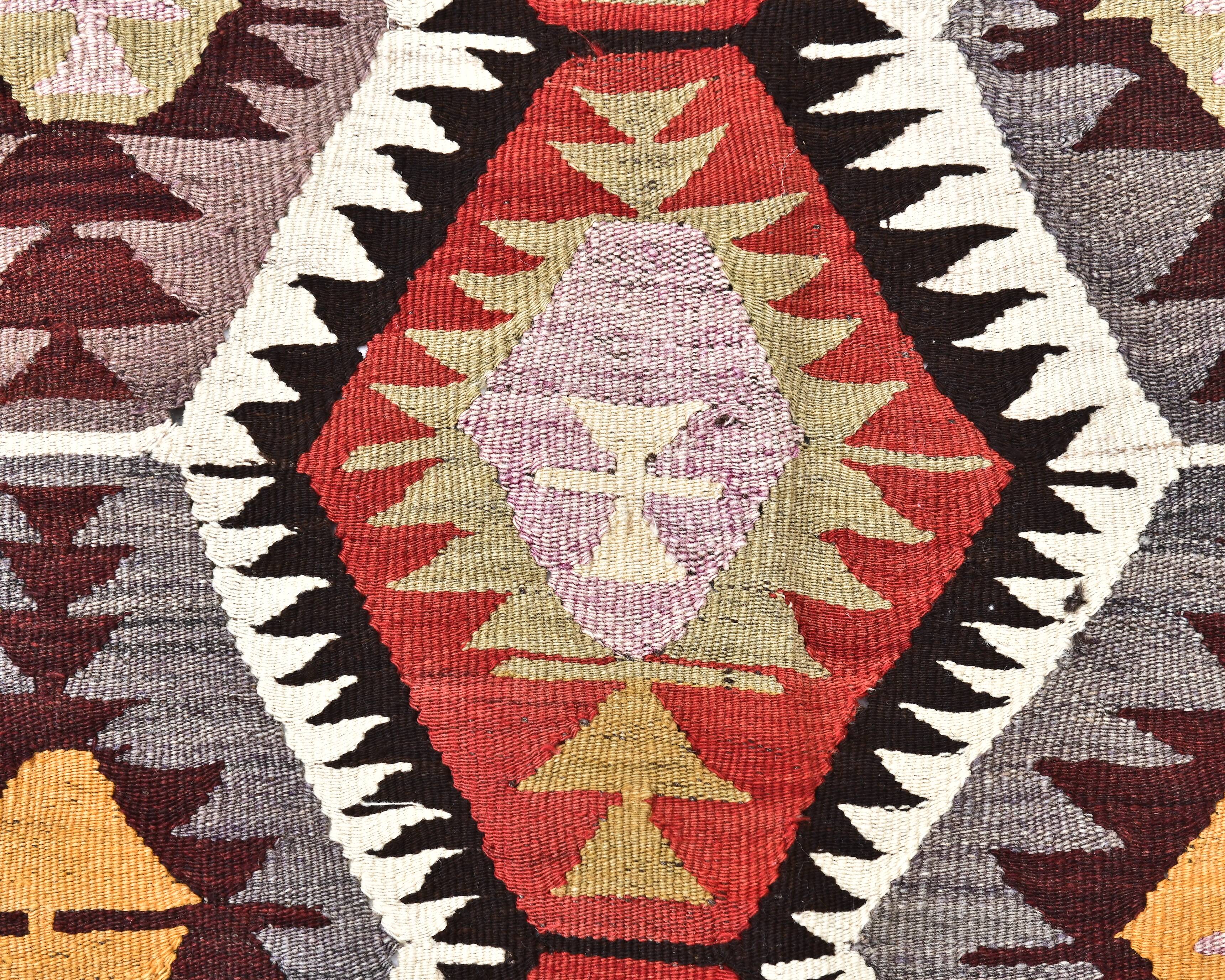 4x10 Red Green Tribal Kilim Rug 130x295Cm