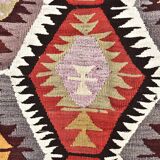 4x10 Red Green Tribal Kilim Rug 130x295Cm
