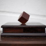 Wooden box with compartments, jewelry box, game box, rotating die, storage, vintage box