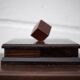 Wooden box with compartments, jewelry box, game box, rotating die, storage, vintage box