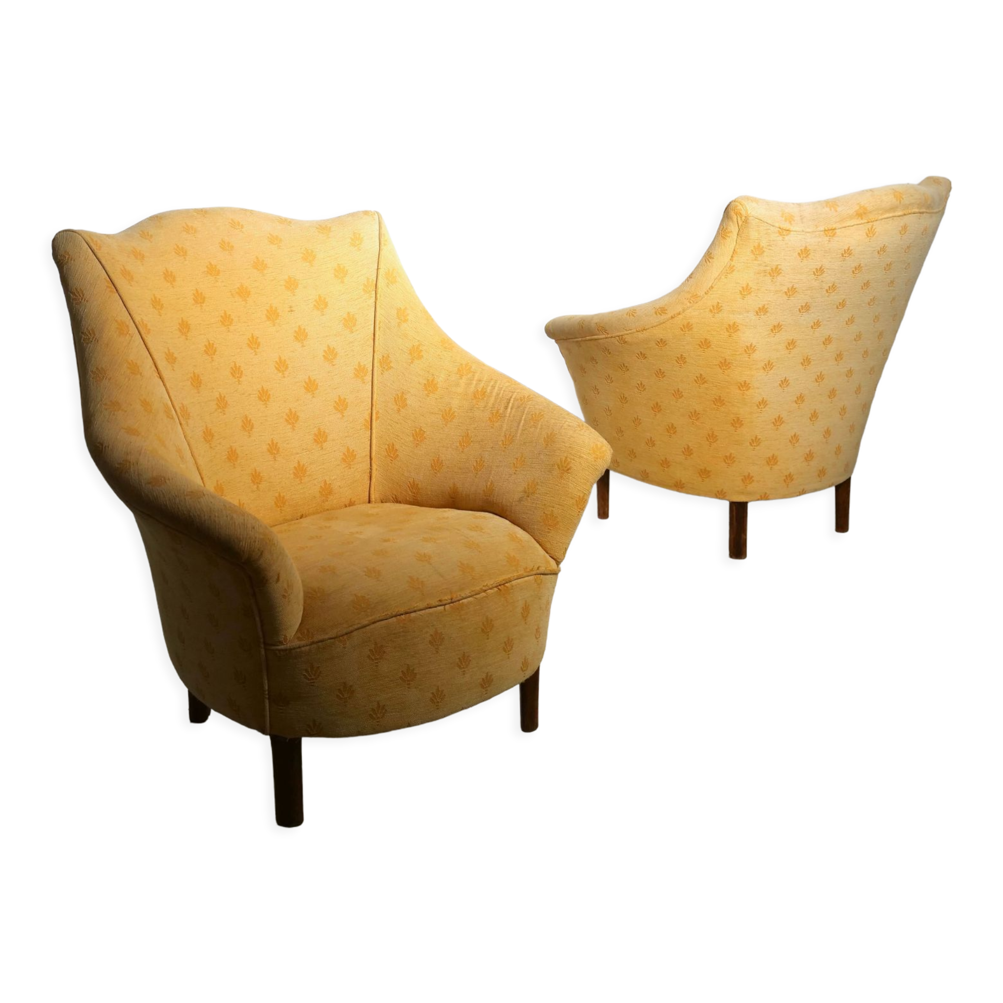 Pair of yellow vintage armchairs