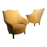 Pair of yellow vintage armchairs