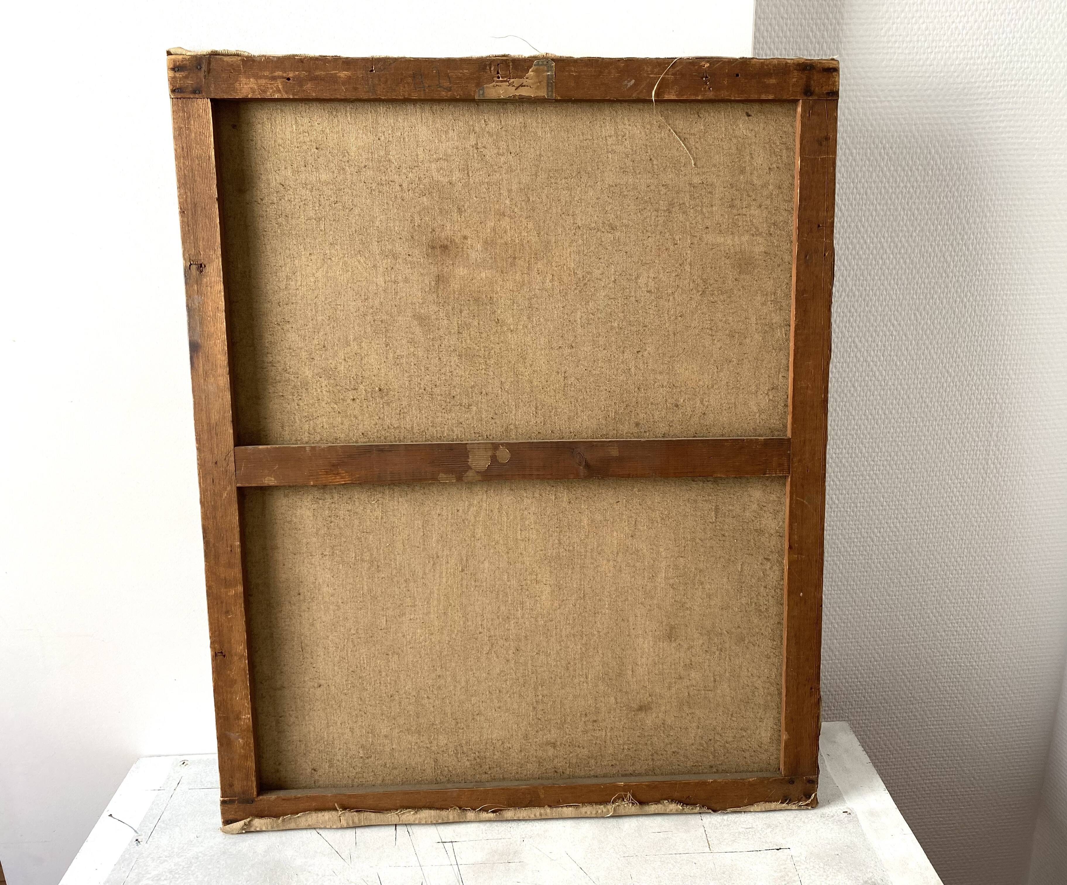 Old portrait signed Fernand Blondin dated 1932, vintage oil on canvas of a woman