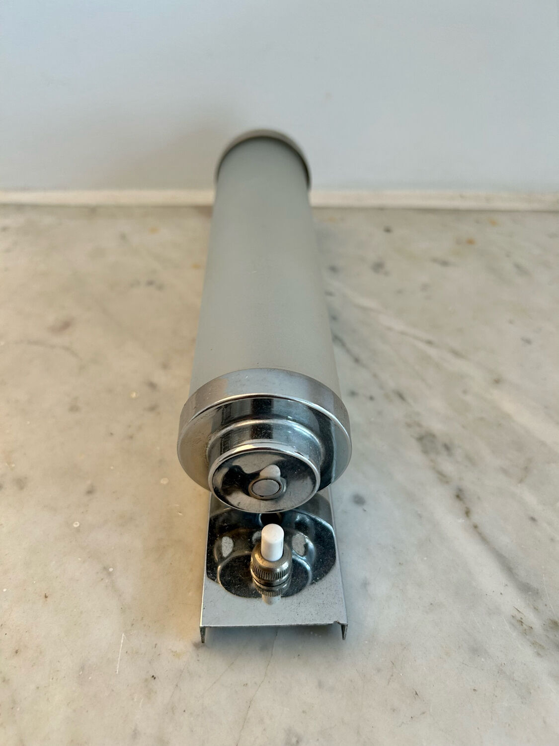 Vintage modernist wall lamp, sandblasted glass and chromed metal, art deco 1930