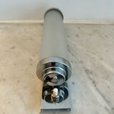 Vintage modernist wall lamp, sandblasted glass and chromed metal, art deco 1930