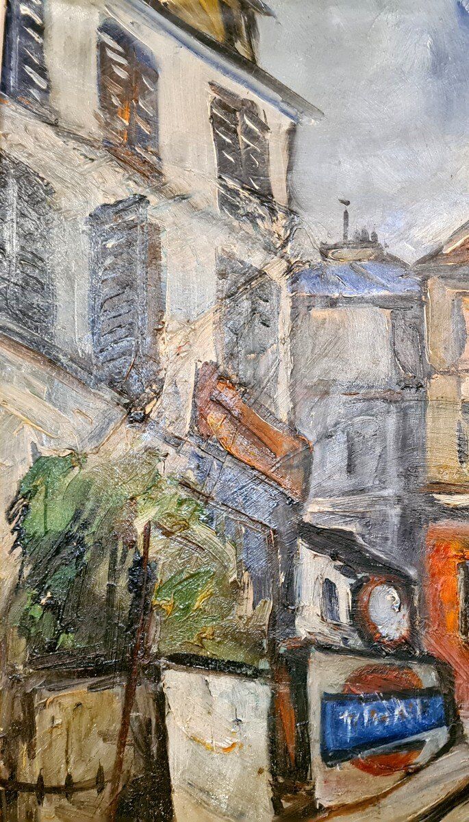 Oil by J. Pineau XX - Montmartre