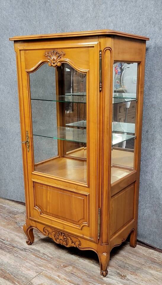 Provençal Louis XV style cherrywood display cabinet, 20th century