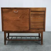 1960s Danish Modern Beech Wood Bar Cabinet with Tambour Door