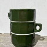 3 dark green bistro tea cups from Caen