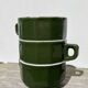 3 dark green bistro tea cups from Caen