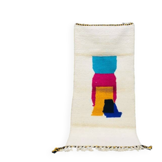 Handmade pure natural wool rug, size 100 x 300 cm