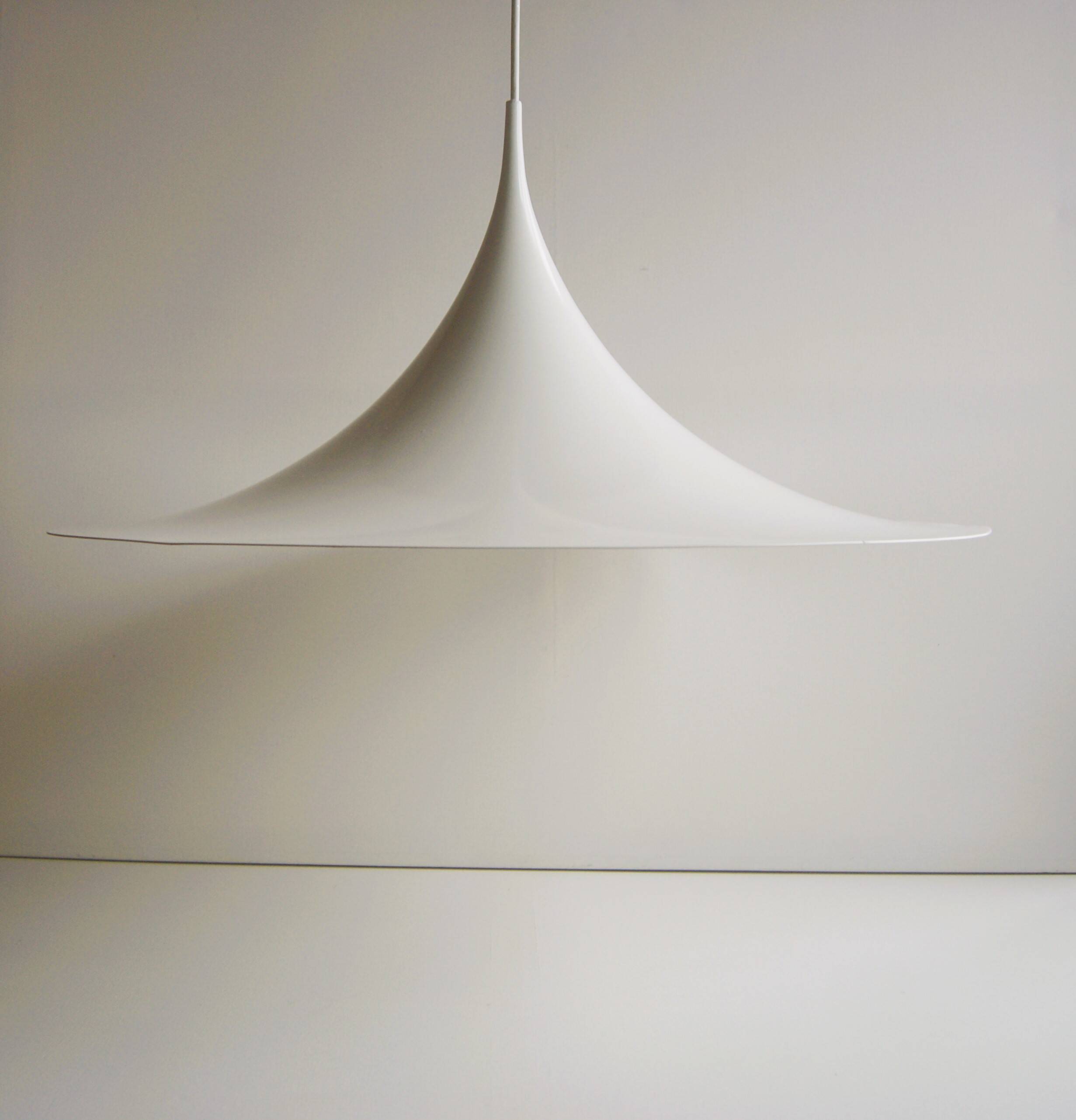Large White Witch Hat Semi Pendant - Design by Bonderup and Thorup for Fog and Morup, 1960s.