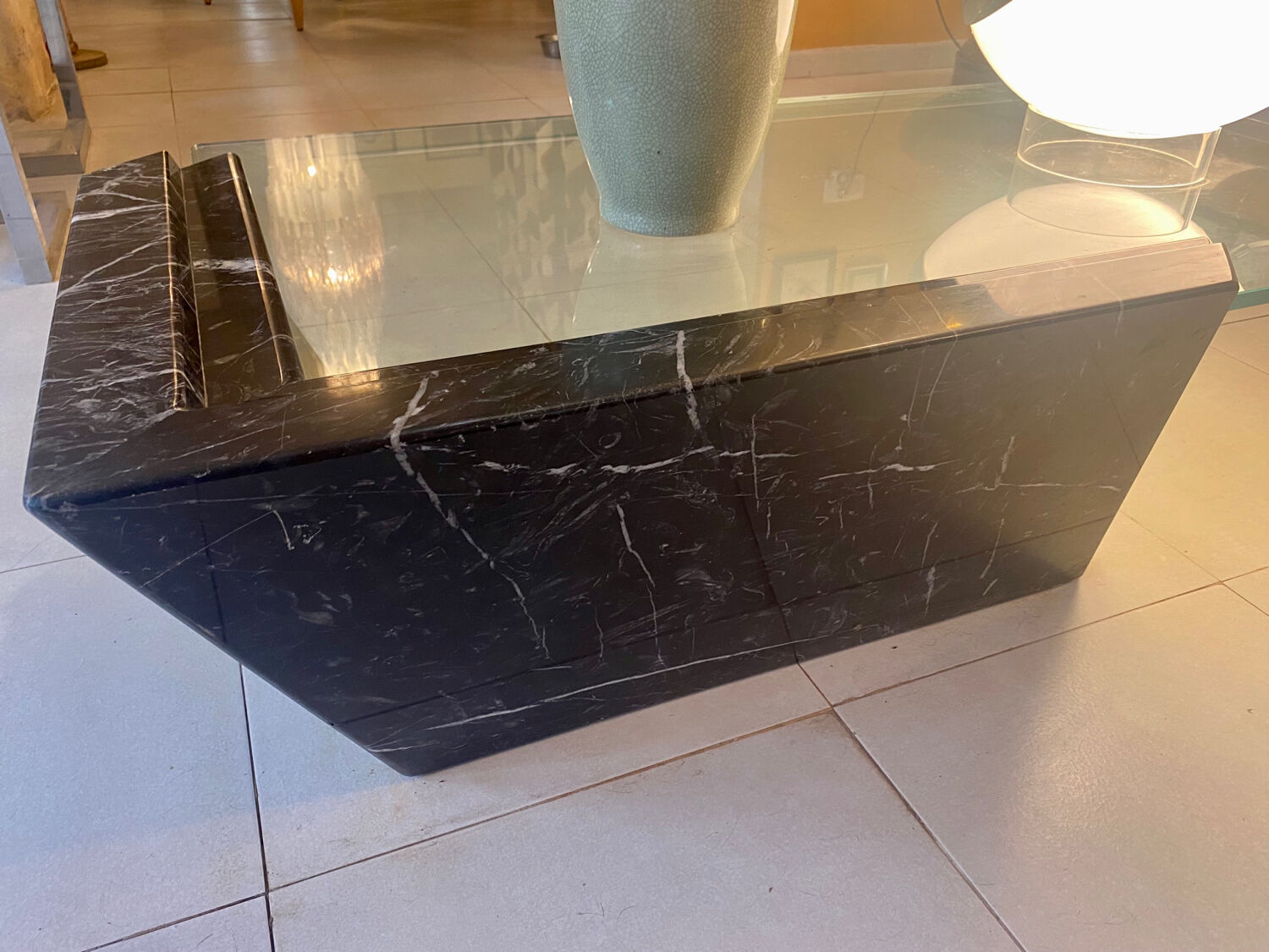 B&B Italia large table in black marble and glass