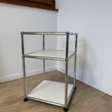 Table d’appoint USM Haller en Blanc Pur et Verre