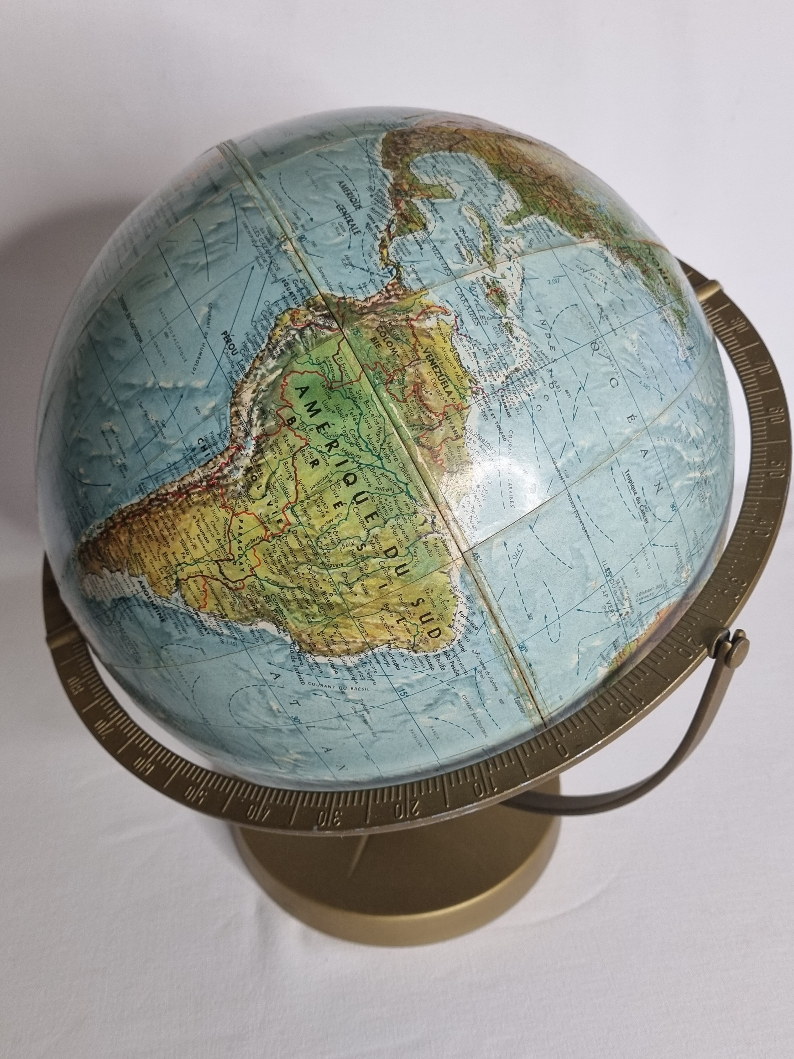 Globe in relief, Scan-Globe Denmark, gyroscope, 30 cm