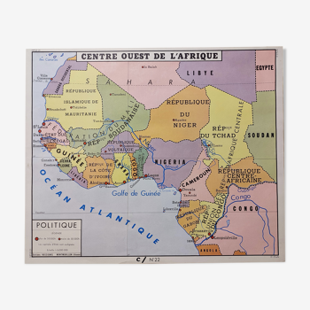 Old central west africa school map