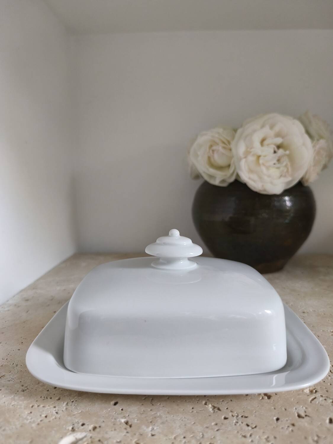 White porcelain butter dish