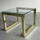 Table basse en verre laiton doré