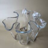 Sompex MCM vintage tissue vase: large clear textured glass