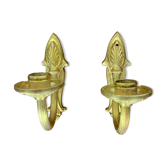 Pair of brass candle wall sconces, neoclassical style